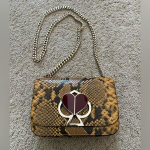 Kate Spade Nicola Snake Embossed Twistlock Small Convertible Chain Shoulder Bag